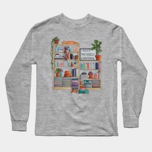 Watercolor bookshelf I have no shelf control Long Sleeve T-Shirt